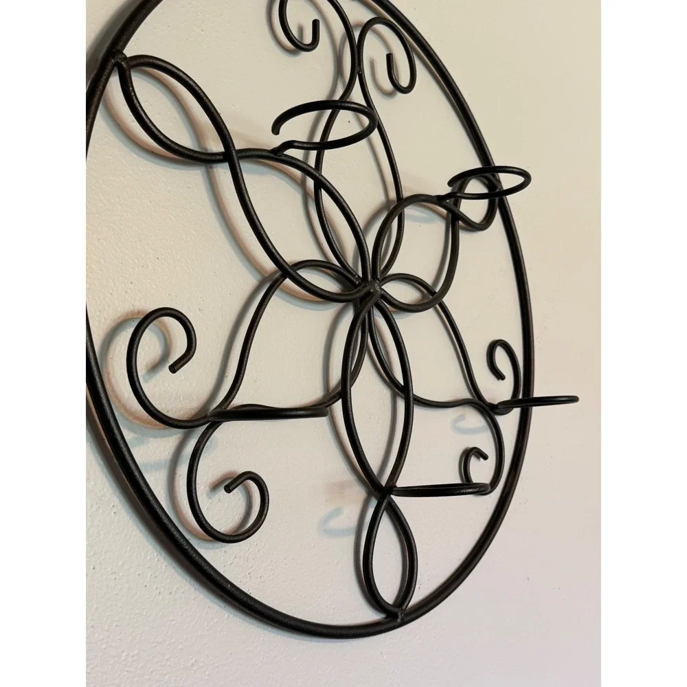 Wrought Iron Scroll Wall Candle/Flower Pot Holder Black Metal Sconce 18